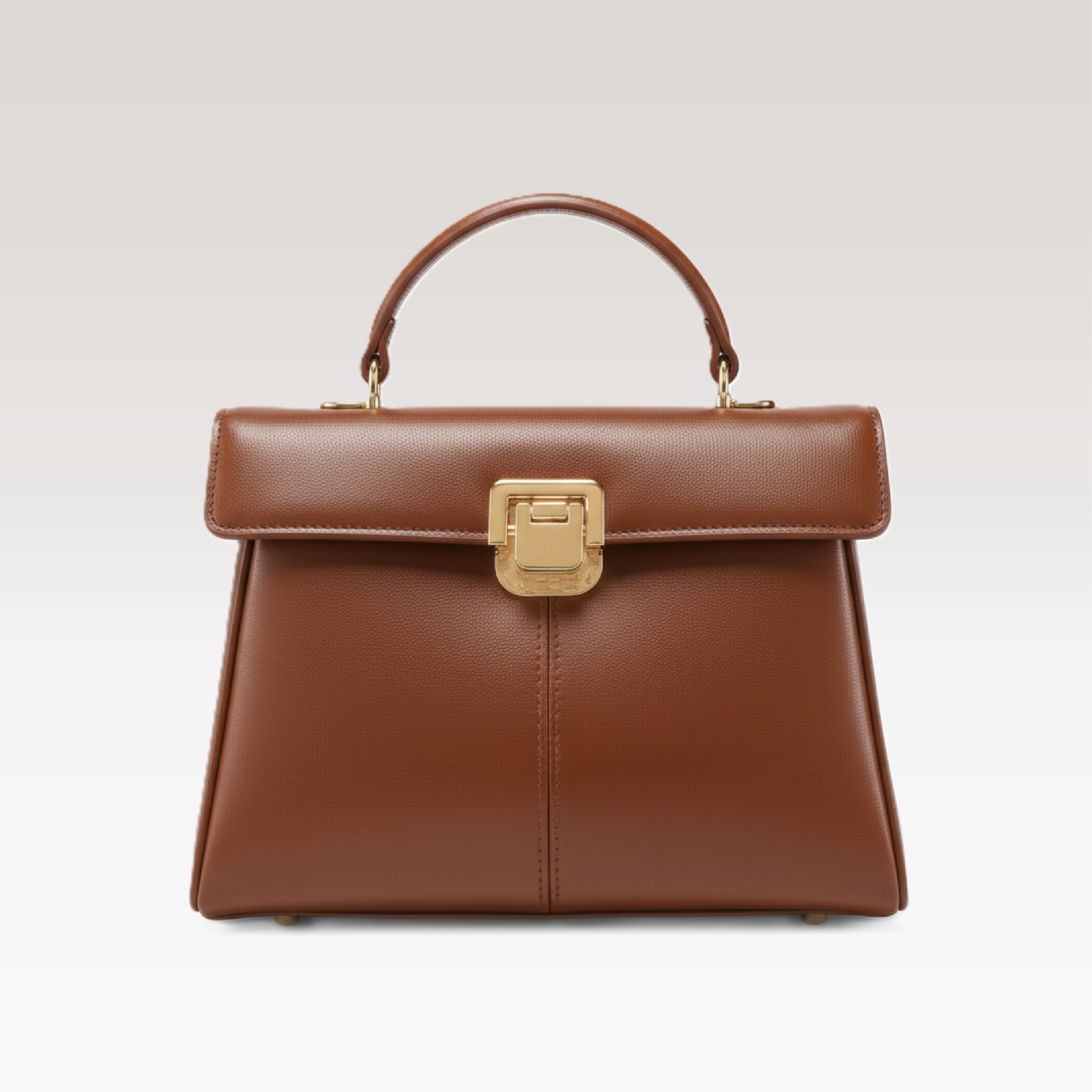 ARCANGELLIS_Aurielle_vegan_leather_crossbody_bag_in_Chocolate_with_gold_clasp_-_Front_View