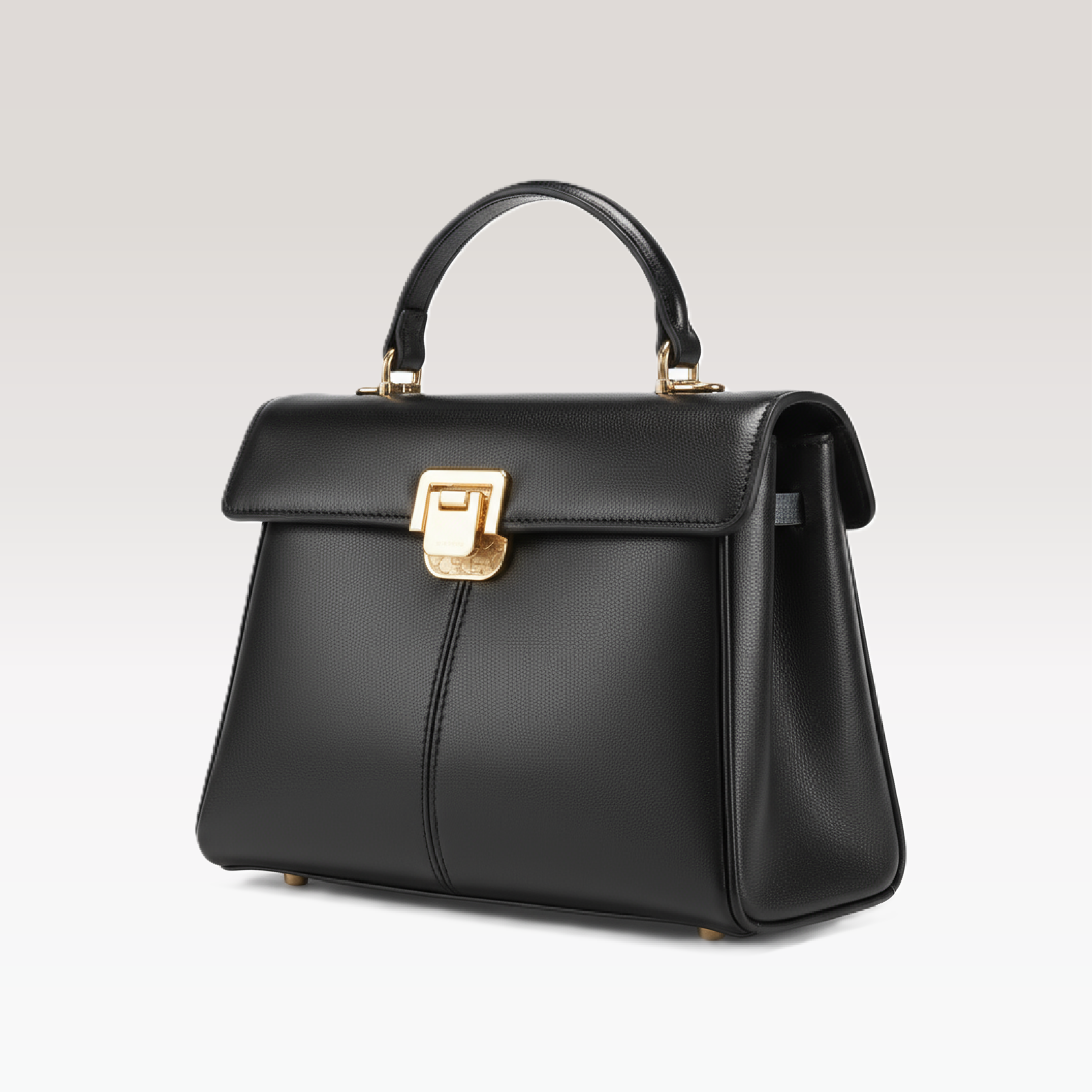 ARCANGELLIS_Aurielle_vegan_leather_crossbody_bag_in_Noir_with_gold_clasp_-_Side_View