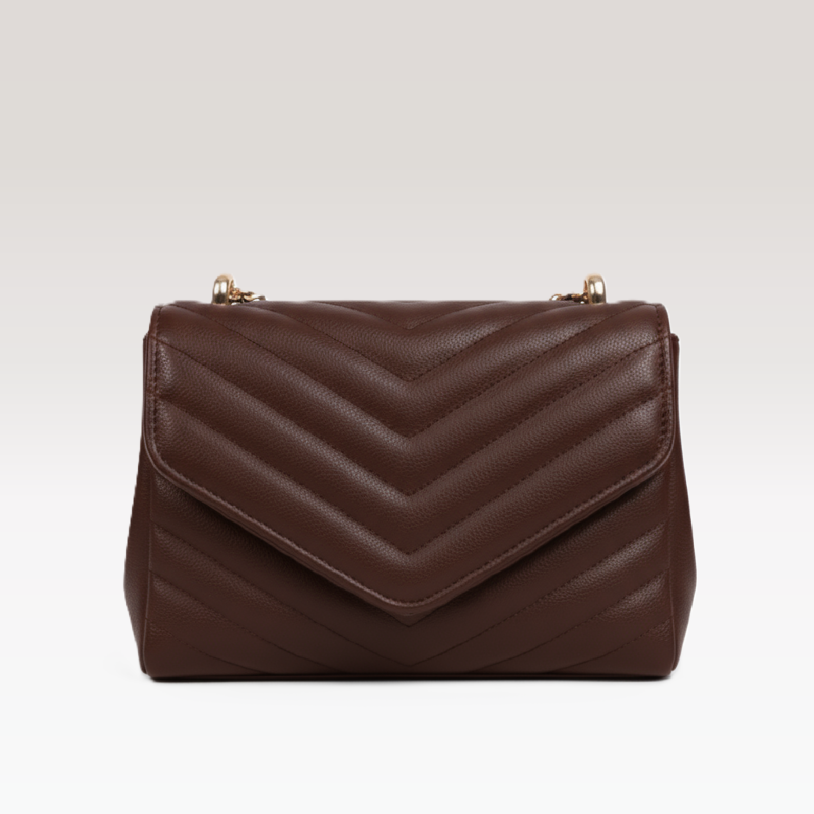 ARCANGELLIS_Azraelle_quilted_vegan_leather_crossbody_bag_in_Brown_-_Front_View
