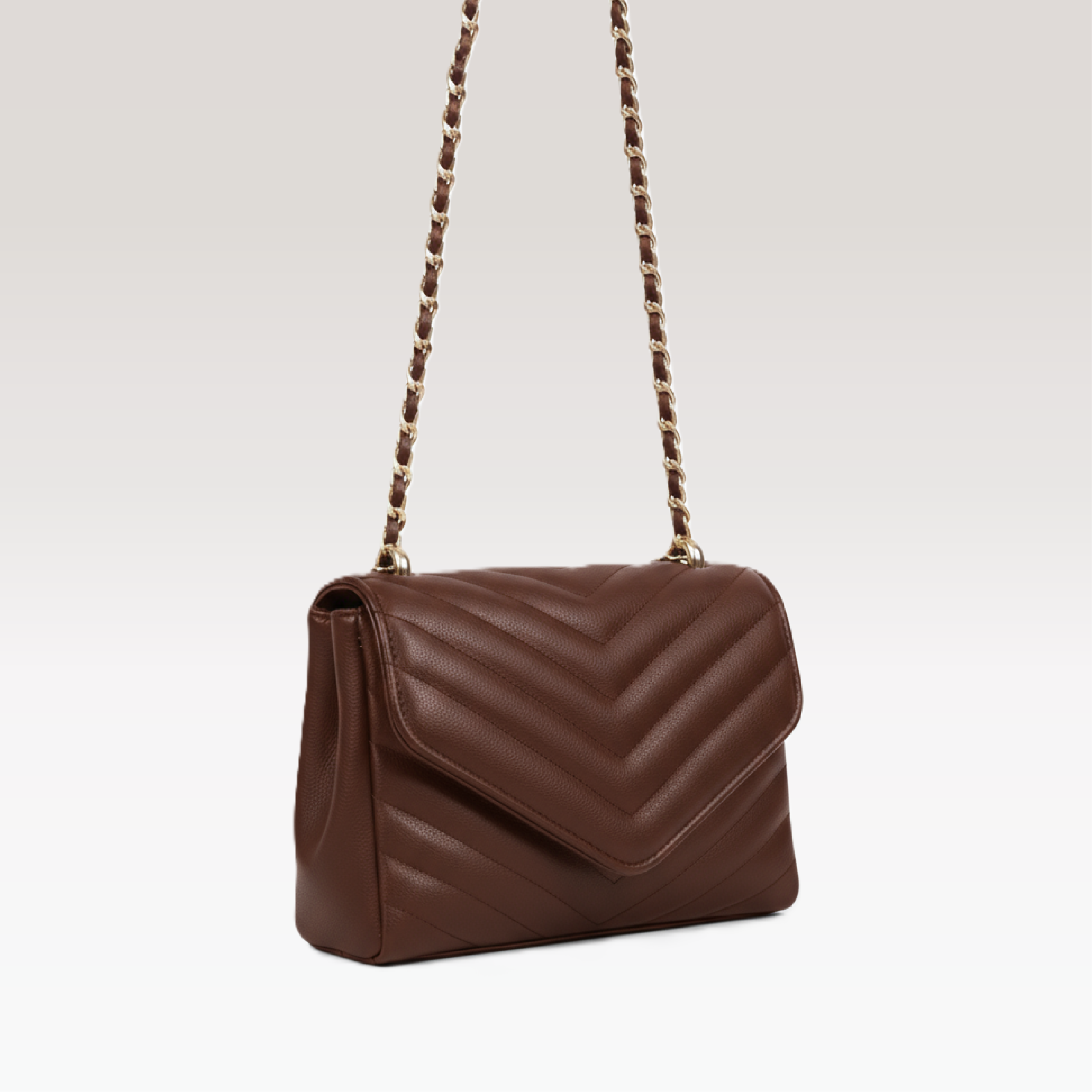 ARCANGELLIS_Azraelle_quilted_vegan_leather_crossbody_bag_in_Brown_-_Hanging_View