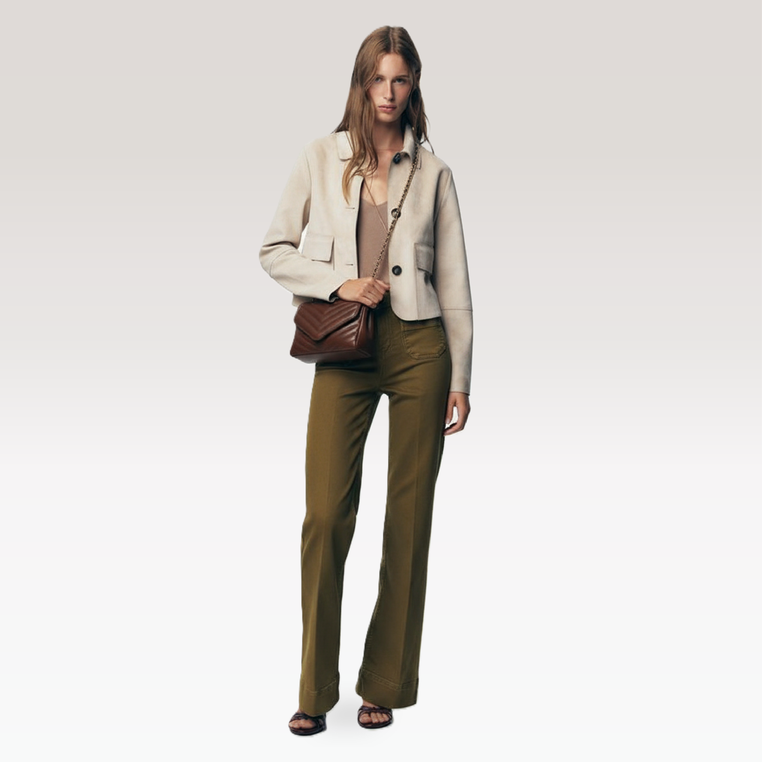 ARCANGELLIS_Azraelle_quilted_vegan_leather_crossbody_bag_in_Brown_-_Model_View