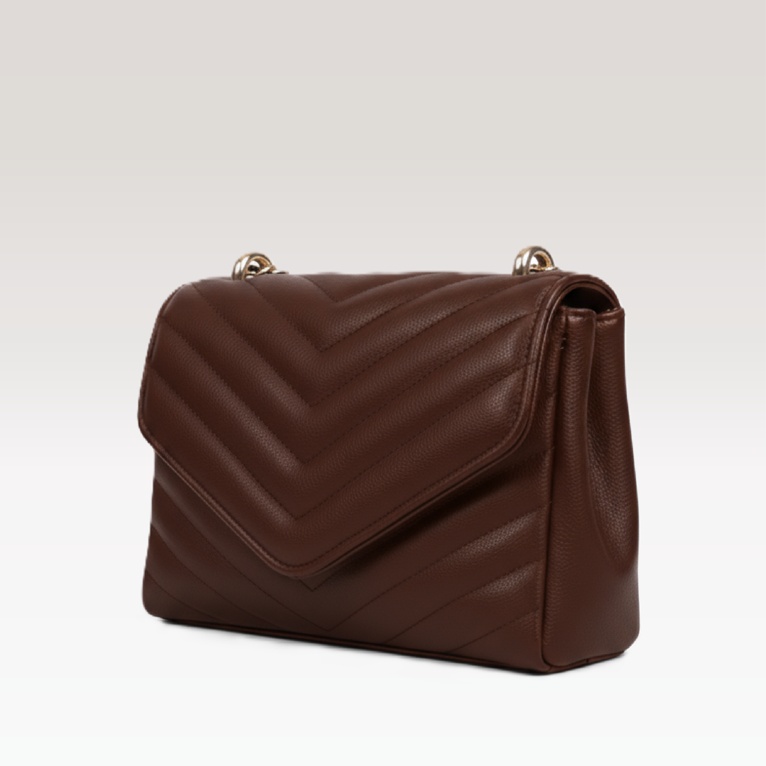 ARCANGELLIS_Azraelle_quilted_vegan_leather_crossbody_bag_in_Brown_-_Side_View