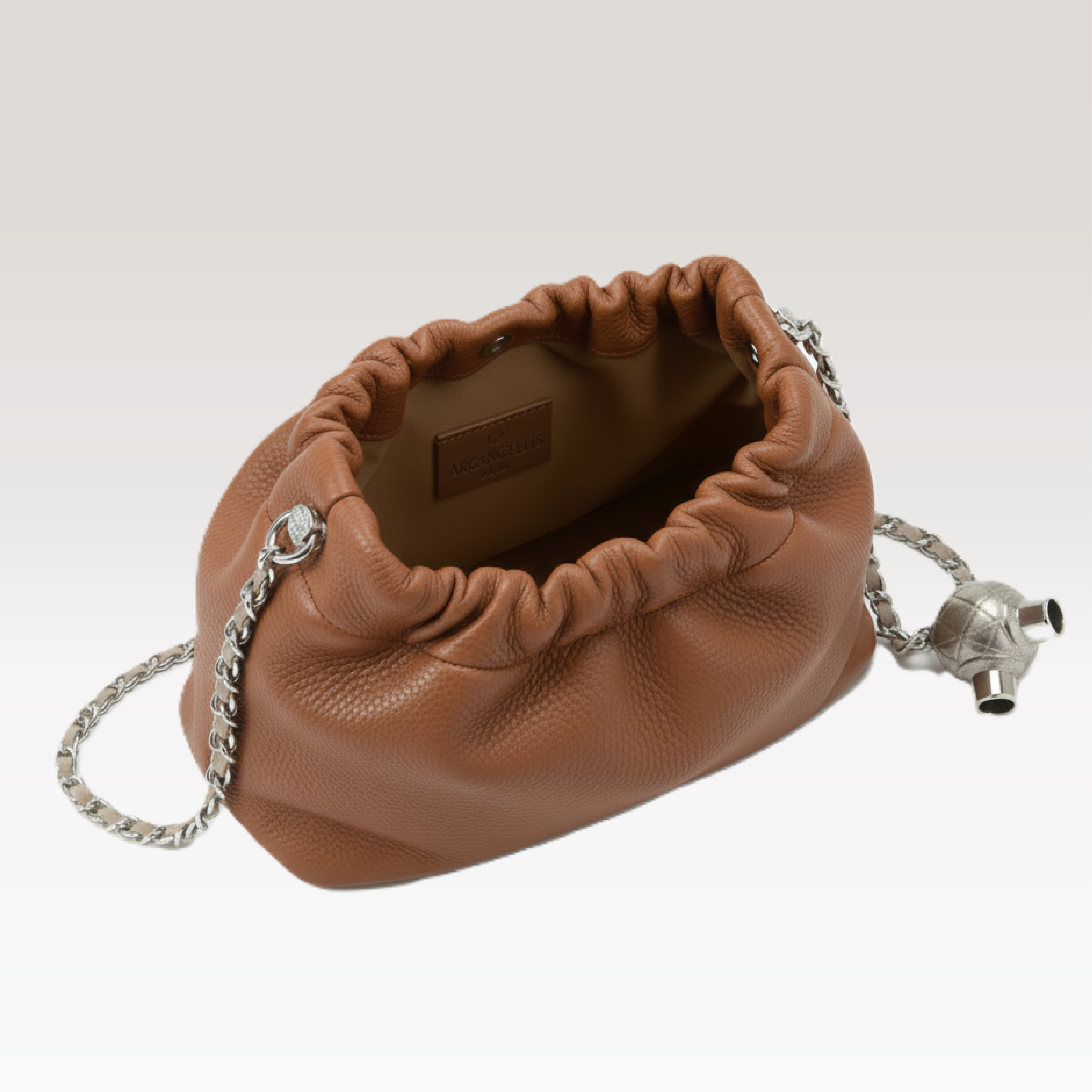 ARCANGELLIS_Lumielle_mini_vegan_leather_crossbody_bag_in_Brown-_Top_View