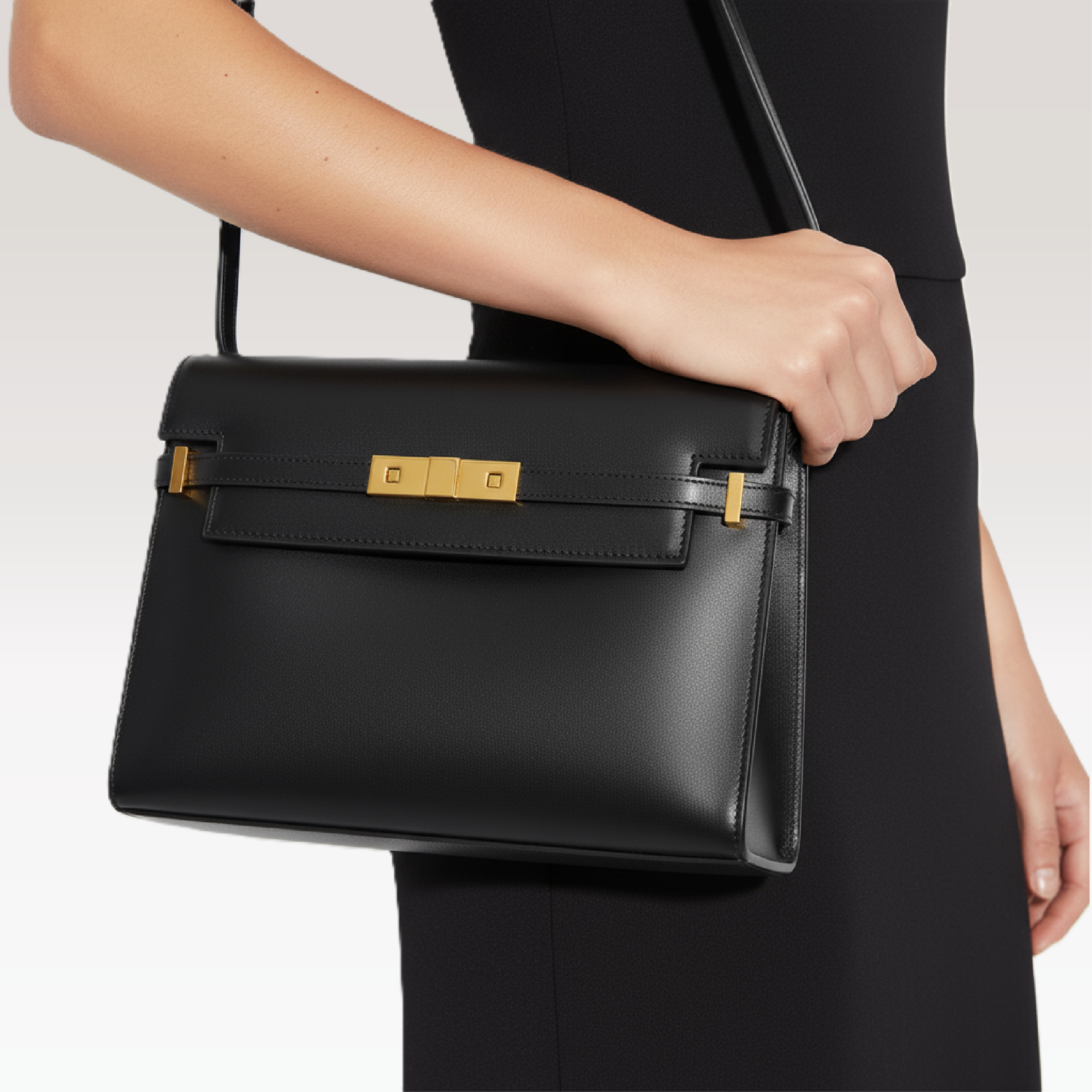 ARCANGELLIS_Seraphielle_calfskin_bag_in_Black_Gold_-_Model_Zoomed_View