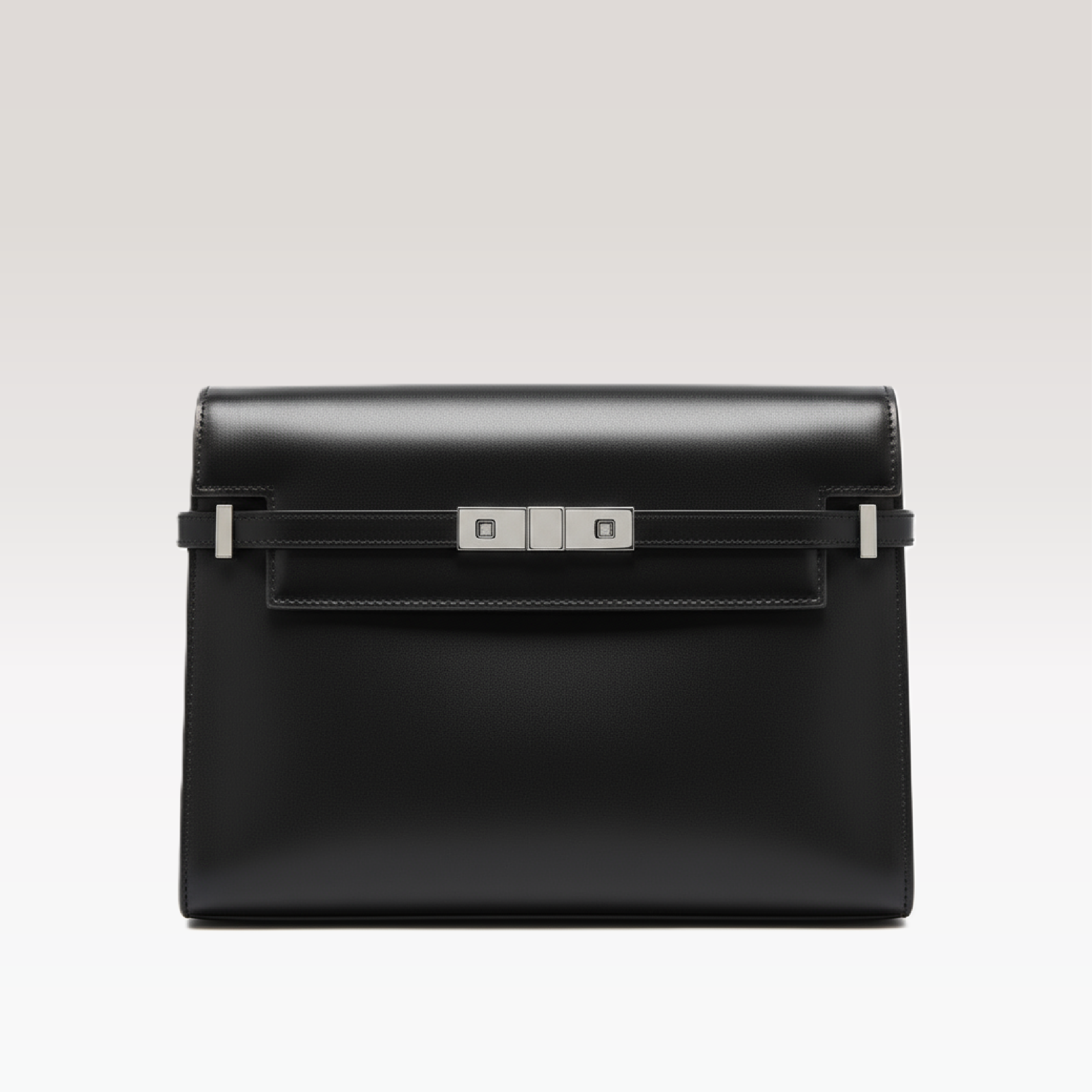 ARCANGELLIS_Seraphielle_calfskin_bag_in_Black_Silver_-_Front_View