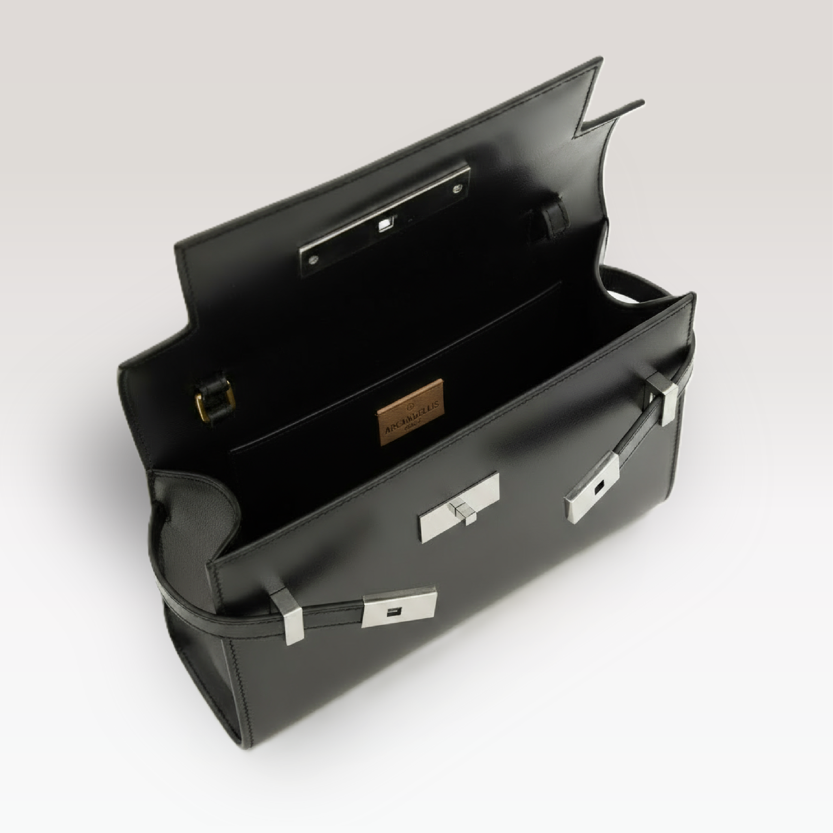 ARCANGELLIS_Seraphielle_calfskin_bag_in_Black_Silver_