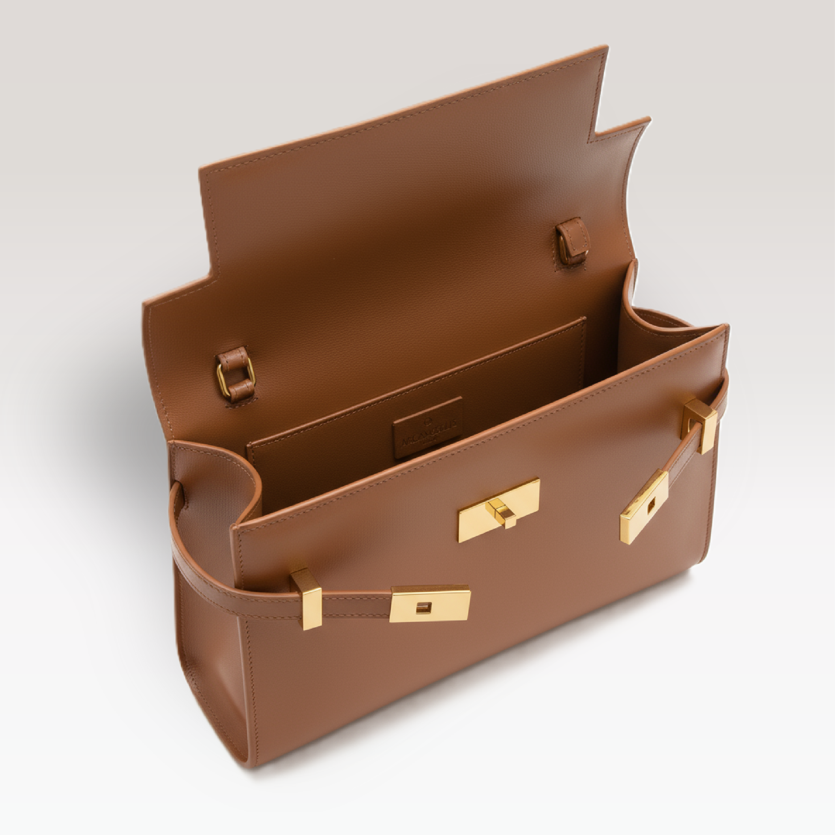 ARCANGELLIS_Seraphielle_calfskin_bag_in_Camel_-_Top_View