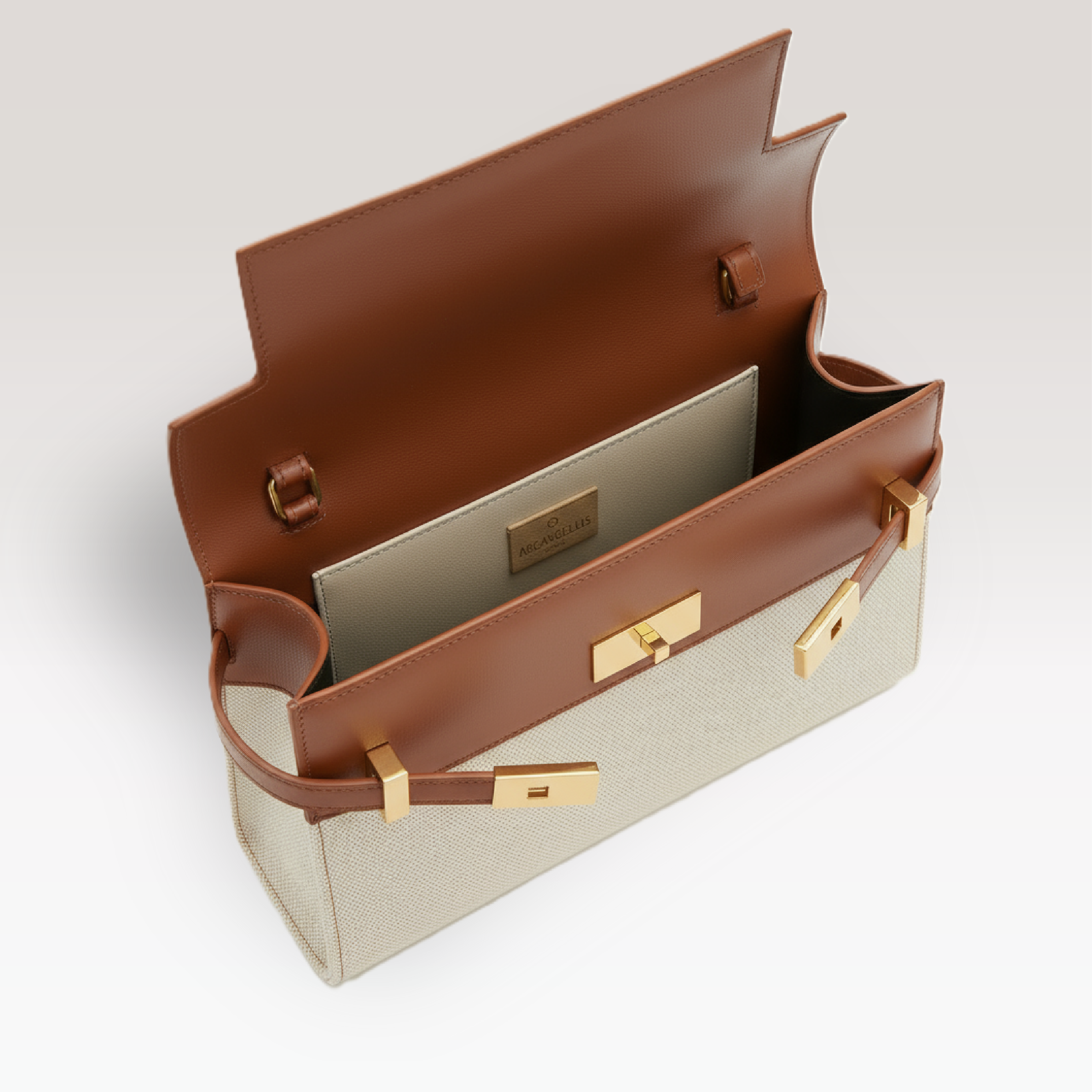ARCANGELLIS_Seraphielle_calfskin_bag_in_Canvas_brown_-_Top_View